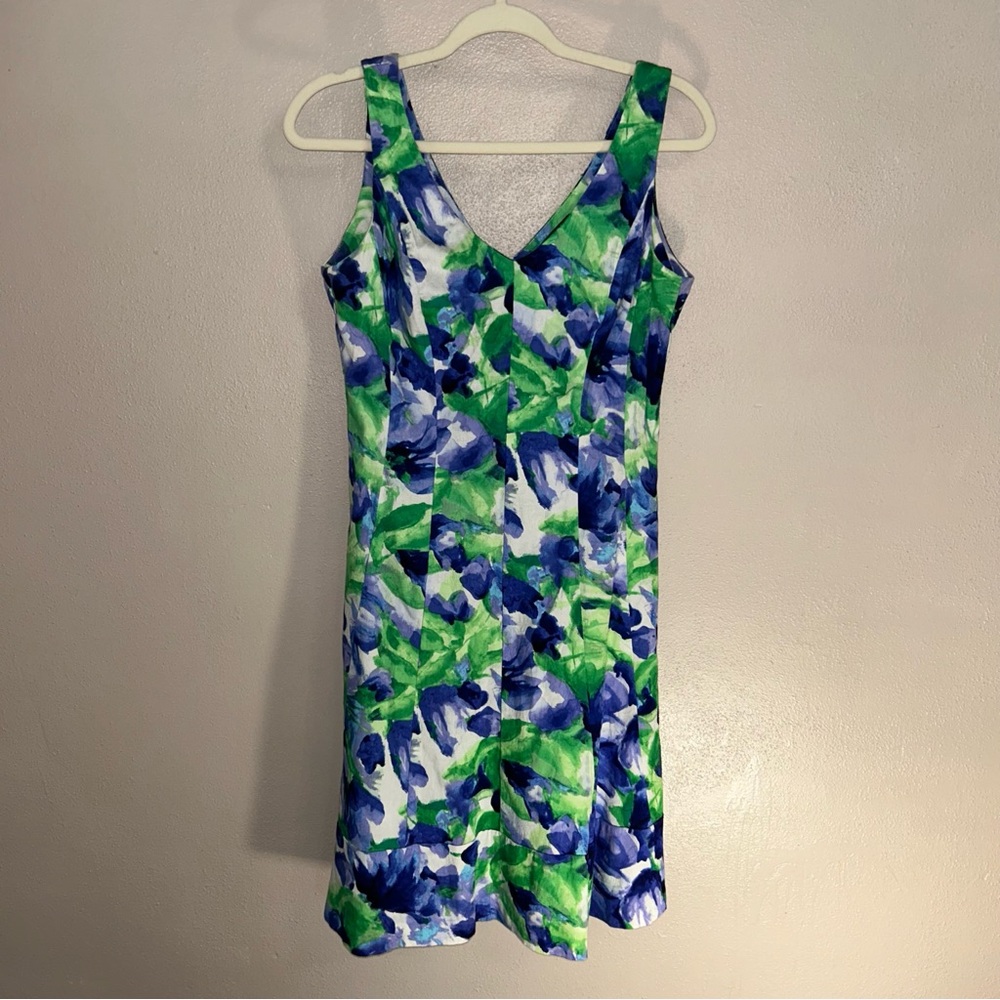 Ralph Lauren Green and Blue Floral cotton Mini Dress